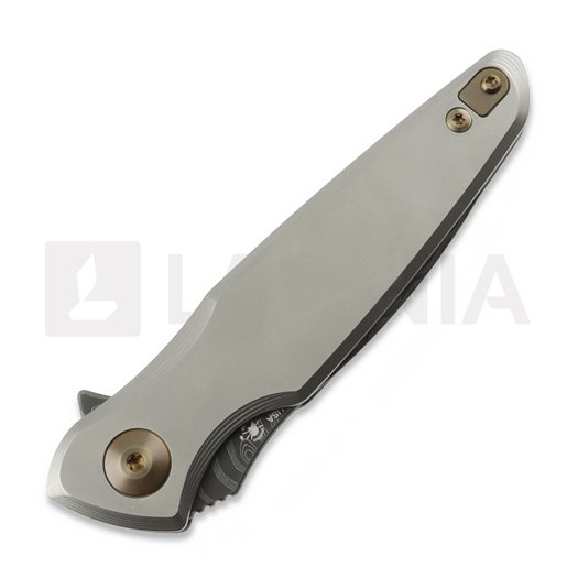 Navalha Spartan Blades Pandia Damascus, Satin/Blasted Titanium & Bronze HW