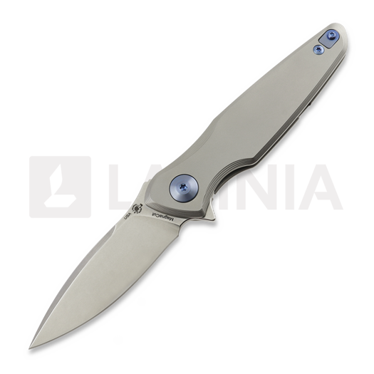 Spartan Blades Pandia fällkniv, Satin/Blasted Titanium & Blue HW, Stonewash