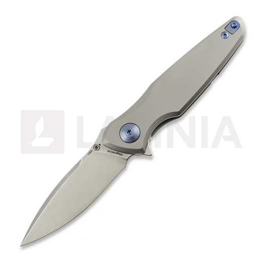 Navaja Spartan Blades Pandia, Satin/Blasted Titanium & Blue HW, Stonewash