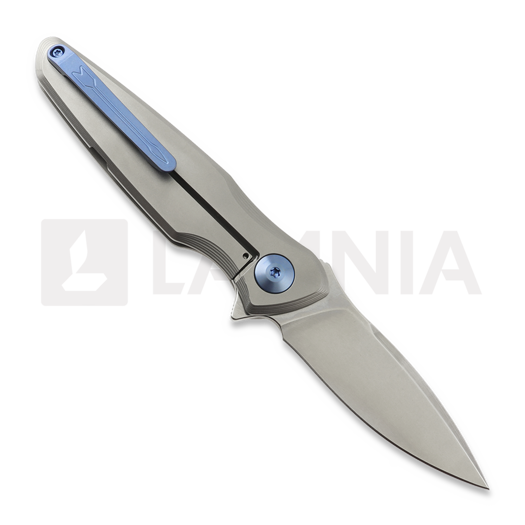 Navalha Spartan Blades Pandia, Satin/Blasted Titanium & Blue HW, Stonewash