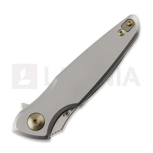 Navalha Spartan Blades Pandia, Satin/Blasted Titanium & Bronze HW, Stonewash