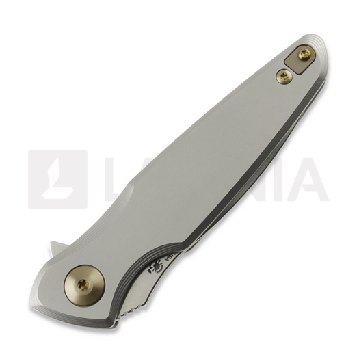 Navalha Spartan Blades Pandia, Satin/Blasted Titanium & Bronze HW, Stonewash
