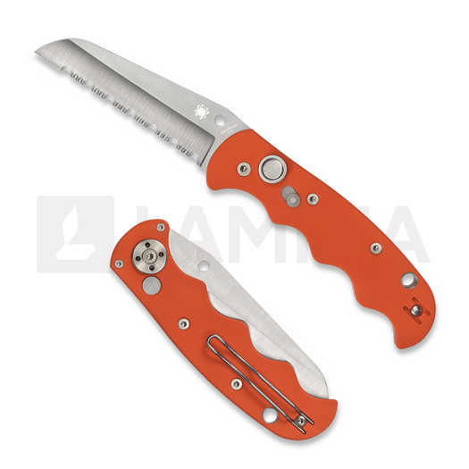 Nóż składany Spyderco Autonomy with Safety, pomarańczowa, ząbkowane ostrze C165GSOR