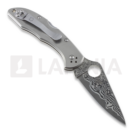Spyderco Delica 4 Titanium Damascus k&auml;&auml;nt&ouml;veitsi C11TIPD