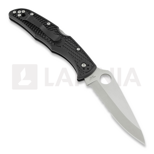 Couteau pliant Spyderco Endura 4, FRN, noir, lame &agrave; dents C10PSBK