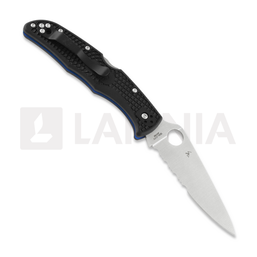 Spyderco Endura 4 Lightweight Thin Blue LIne k&auml;&auml;nt&ouml;veitsi C10FPSBKBL