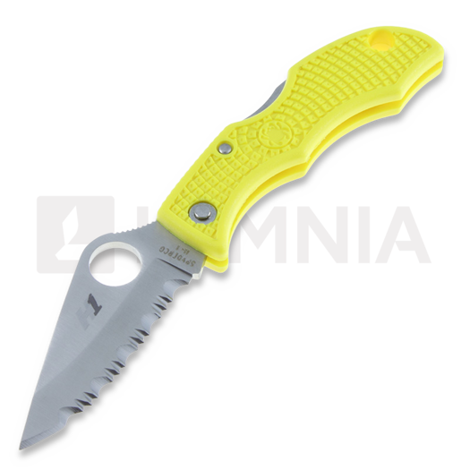 Spyderco Ladybug 3 접이식 나이프, FRN, 노랑, 톱니 모양 칼날 LYLS3