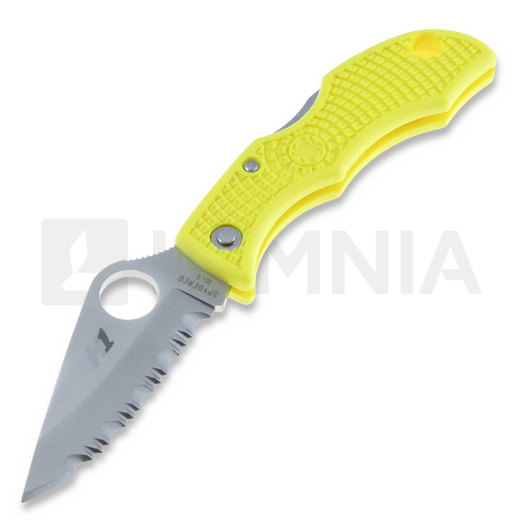 Couteau pliant Spyderco Ladybug 3, FRN, jaune, lame à dents LYLS3