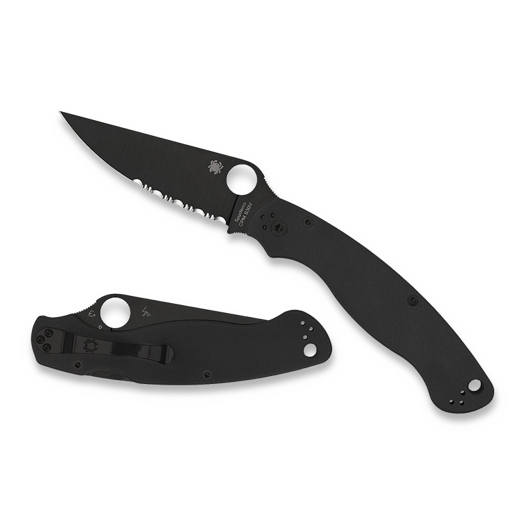 Spyderco Military 2, Black G-10, Black Blade, Combo Edge C36GPSBK2