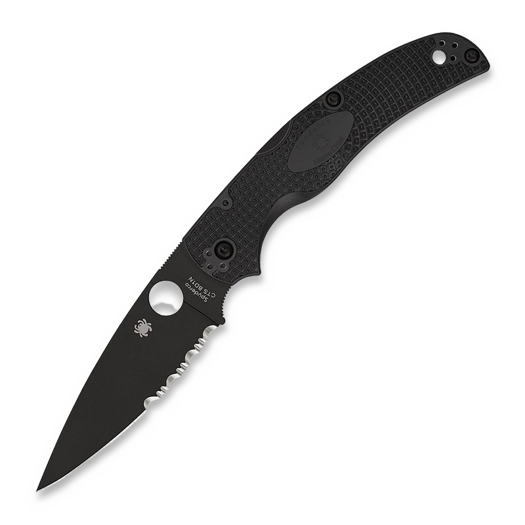 Spyderco Native Chief, Black, Lightweight, Black Blade, Combo Edge C244PSBBK