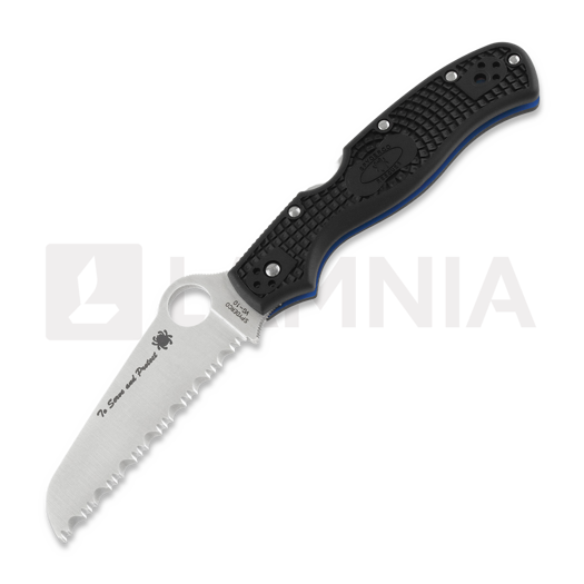 Spyderco Rescue 3 Lightweight Thin Blue Line 접이식 나이프 C14FSBKBL3