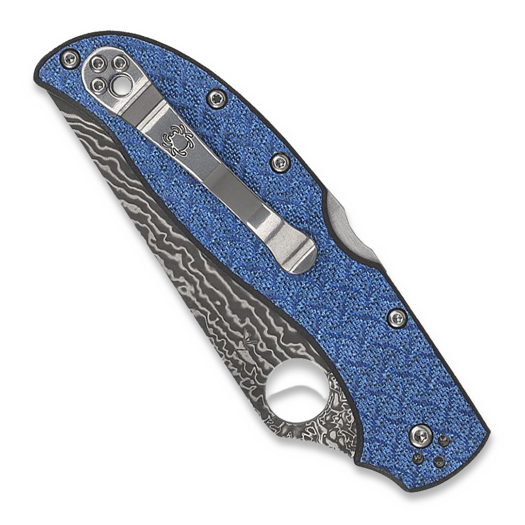 Spyderco Stretch 2 XL, Glass Fiber Blue, Nishijin Damascus, SPRINT RUN C258GFBLP