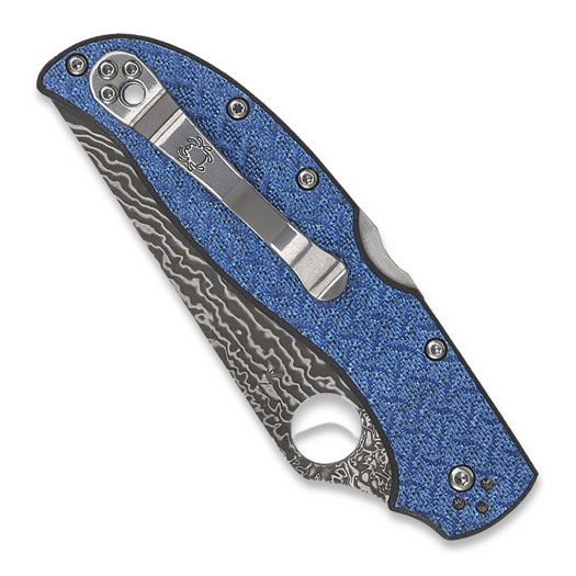 Spyderco Stretch 2 XL, Glass Fiber Blue, Nishijin Damascus, SPRINT RUN C258GFBLP