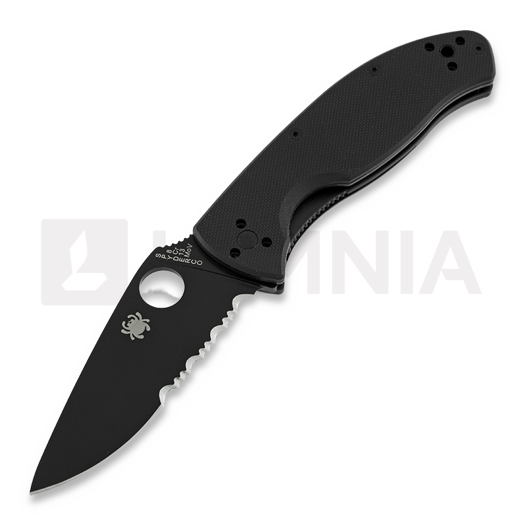Spyderco Tenacious sulankstomas peilis, juoda, dantytas C122GBBKPS