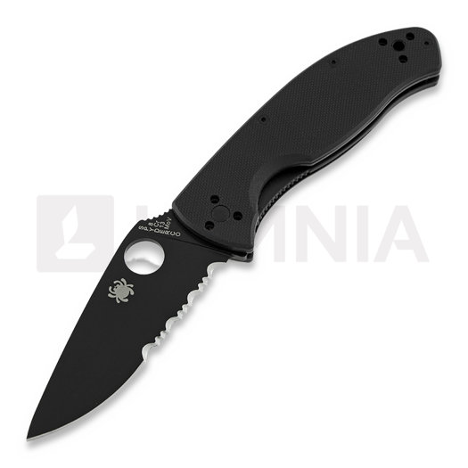 Spyderco Tenacious 접이식 나이프, 검정, 톱니 모양 칼날 C122GBBKPS