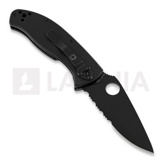 Spyderco Tenacious sulankstomas peilis, juoda, dantytas C122GBBKPS