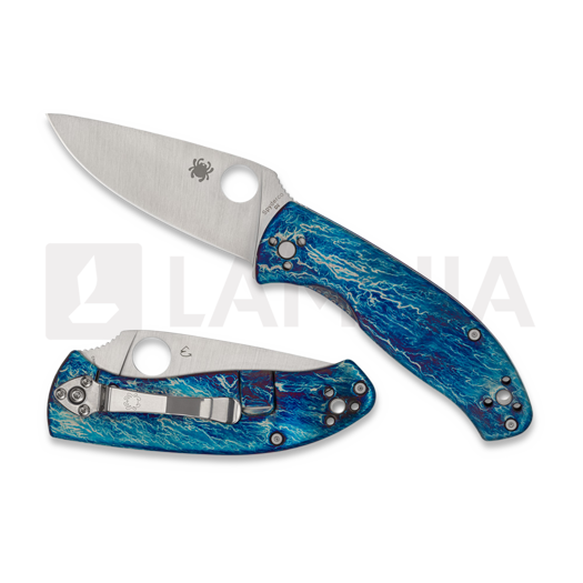 Navalha Spyderco Tenacious Blue Titanium Disarray D2 122TIBLD2P