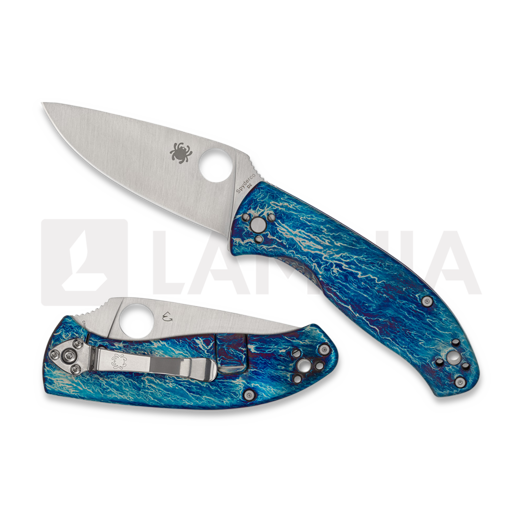 Spyderco Tenacious Blue Titanium Disarray D2 접이식 나이프 122TIBLD2P