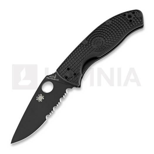 Zavírací nůž Spyderco Tenacious Lightweight Black Blade, vroubkování na čepeli C122PSBBK