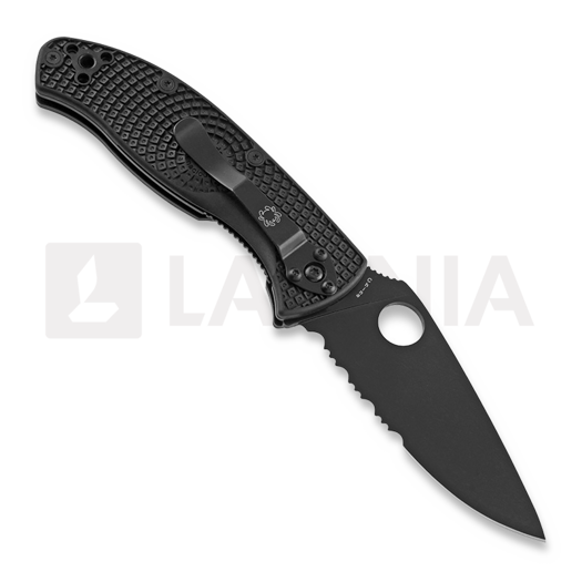Zav&iacute;rac&iacute; nůž Spyderco Tenacious Lightweight Black Blade, vroubkov&aacute;n&iacute; na čepeli C122PSBBK