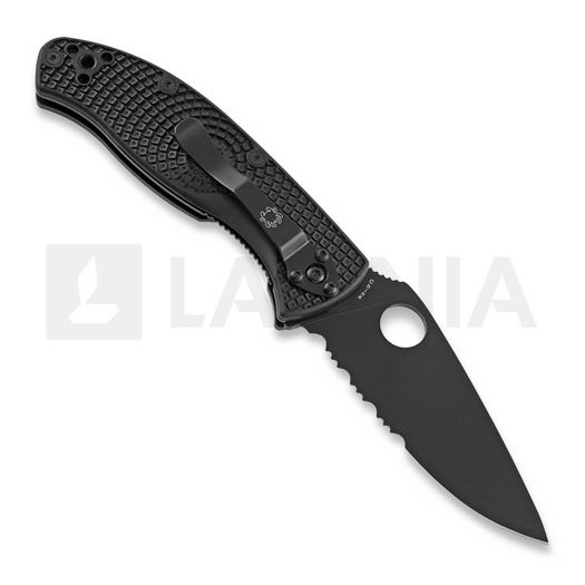 Spyderco Tenacious Lightweight Black Blade 折叠刀, 锯齿刀片 C122PSBBK
