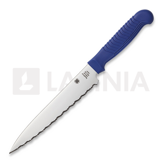 Japanese kitchen knife Spyderco Utility Knife, modrá, vroubkování na čepeli K04SBL