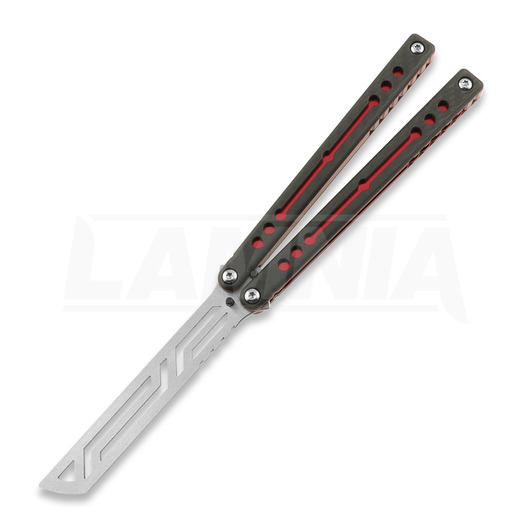 Navaja mariposa de entrenamiento Squid Industries Carbon Fiber Nautilus V2, rojo