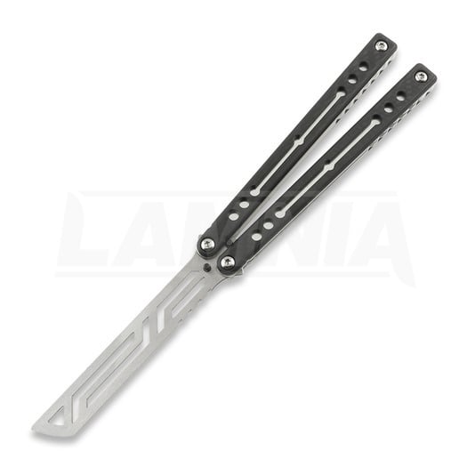 Squid Industries Carbon Fiber Nautilus V2 balisong trainer, silver