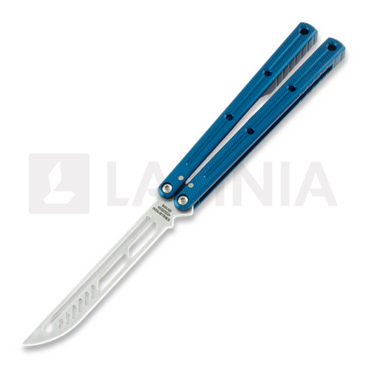Squid Industries Krake Raken balisong trainer, 藍色