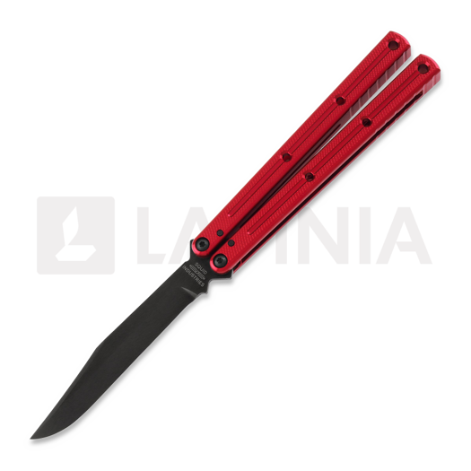 Squid Industries Krake Raken Bowie Inked Red V2.5 balisong kniv