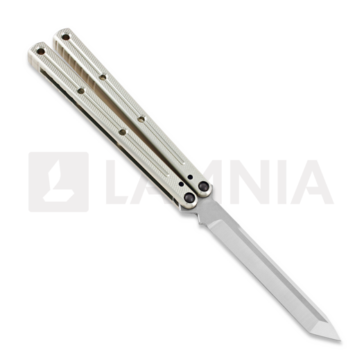 Squid Industries Krake Raken Tanto V2 balisong, silver