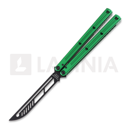 Navaja mariposa de entrenamiento Squid Industries Krake Raken Trainer V2.5 Inked Green