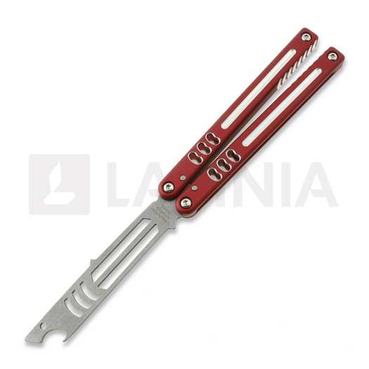 Squid Industries Mako Bottle Opener V5 balisong träningsknivar, Dual Tone Red