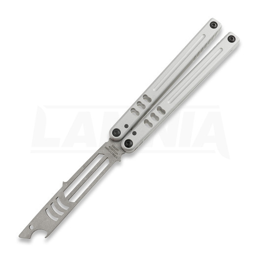 Squid Industries Mako Bottle Opener V5 balisong trainer, silver