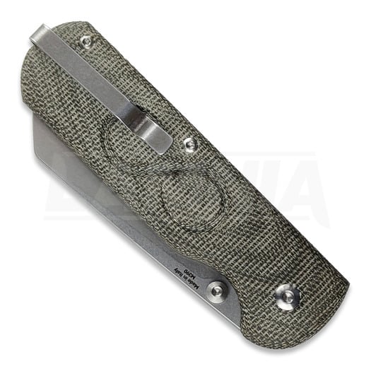 StraightLine Rox - Stonewashed - Green Canvas Micarta kääntöveitsi