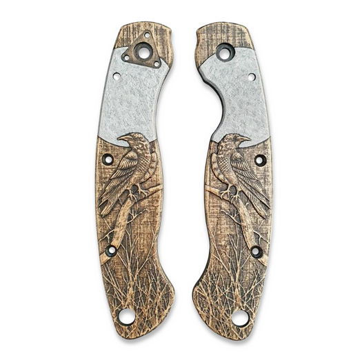 Svechnikov Workshop Spyderco Military new build handle scales, Moon Raven