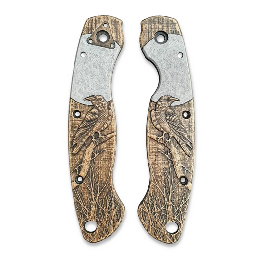 Svechnikov Workshop Spyderco Military old build handle scales, Moon Raven