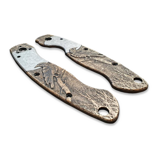 Svechnikov Workshop Spyderco Military old build kahvapalat, Moon Raven
