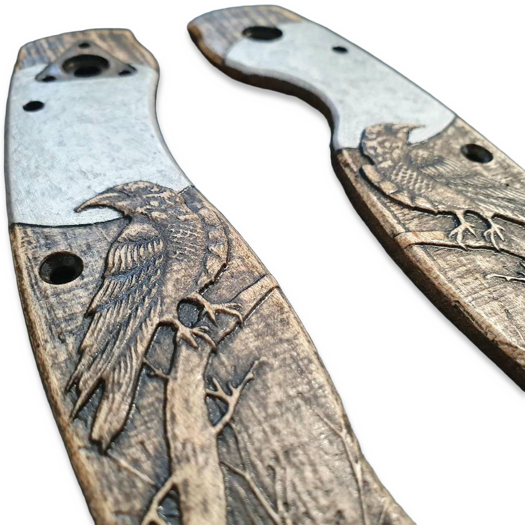 Svechnikov Workshop Spyderco Military old build kahvapalat, Moon Raven