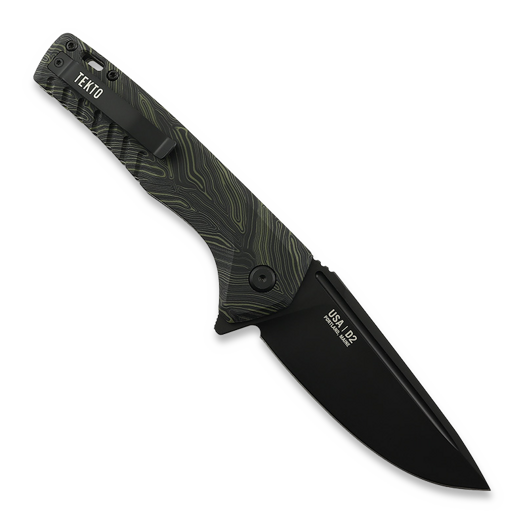 Tekto Knives F3 Charlie Button Lock G10 Damascus sulankstomas peilis