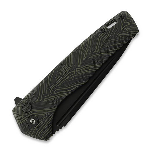 Tekto Knives F3 Charlie Button Lock G10 Damascus sulankstomas peilis