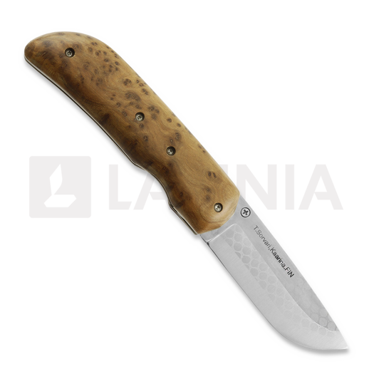 Teuvo Sorvari K&auml;&auml;nt&ouml;veitsi foldekniv, Juuripahka/Titaani, Sandvik 12C27