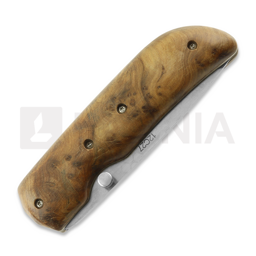 Teuvo Sorvari K&auml;&auml;nt&ouml;veitsi foldekniv, Juuripahka/Titaani, Sandvik 12C27