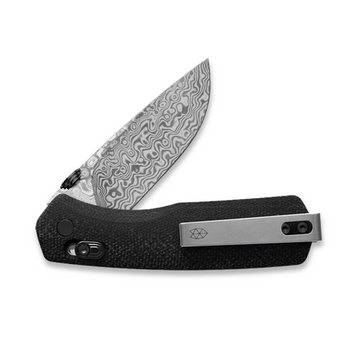 The James Brand The Carter - Black / Damascus / Micarta / Straight vouwmes