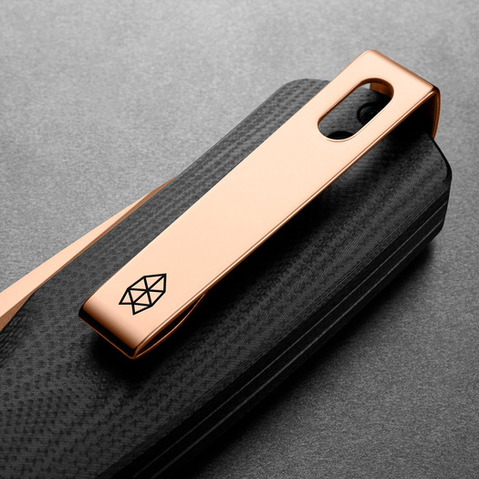 The James Brand The Carter - Black + Rose Gold kääntöveitsi