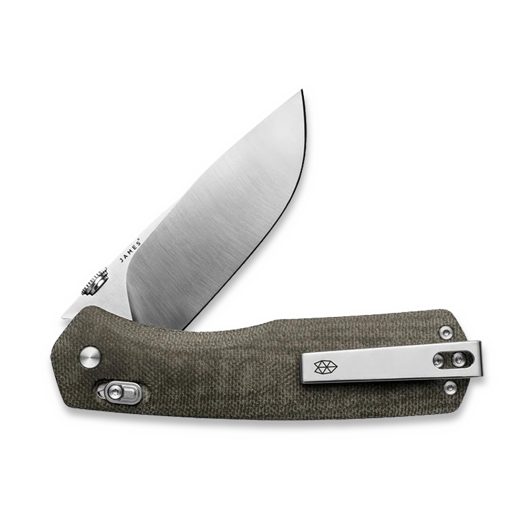 Saliekams nazis The James Brand The Carter XL - OD Green / Stainless / Micarta / Straight