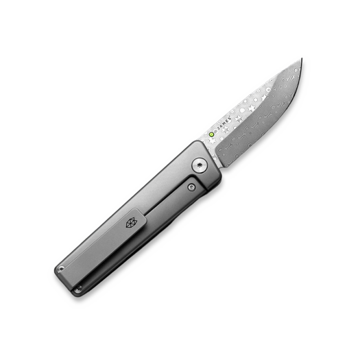The James Brand The Chapter 2 - Titanium / Damascus / Straight sulankstomas peilis