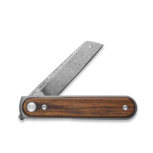The James Brand The Duval - Rosewood / Damascus / Titanium / Straight folding knife