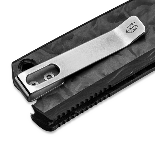 The James Brand The Kline - Marbled Carbon / Stainless / Straight sulankstomas peilis