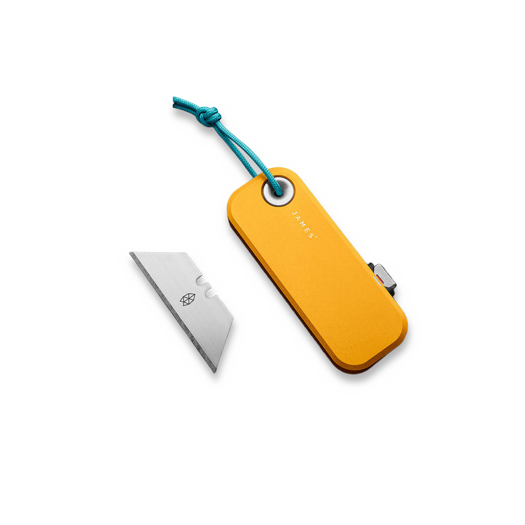 The James Brand The Palmer - Canary / Turquoise / Aluminum / Straight sulankstomas peilis